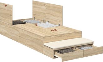 vidaXL Cama Con Almacenamiento Roble Sonoma 226.5 X 75 X 31.5 Cm Vidaxl