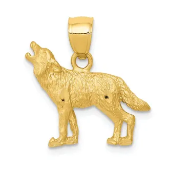 Diamond2Deal 10k Yellow Gold Diamond-cut Wolf Pendant