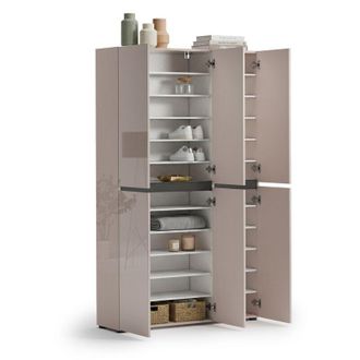 Dmora Armadio Multiuso Grande Sotto, 20 Ripiani, Cassetti Made in Italy, 24 Vani, 120x200h cm Beige
