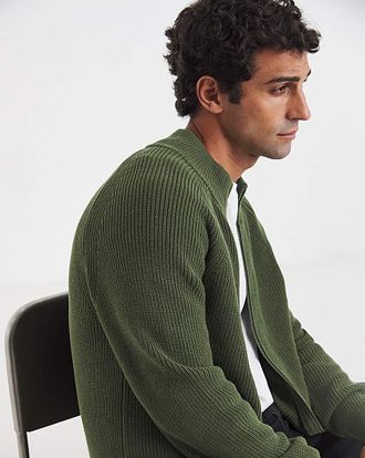 Jacamo Fisherman Knitted Zip Through Cardigan