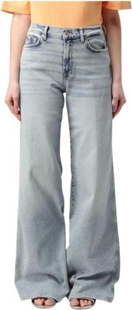 7 For All Mankind Jeans, Dames, Blauw, W26, Katoen, Stijlvolle Wide Leg Jeans Vrouw Blauw