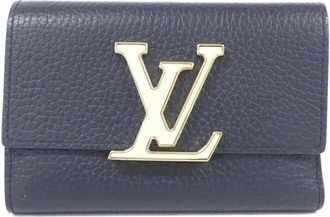 Louis Vuitton Navy Leather Wallet (Tri-Fold) (Pre-Owned)