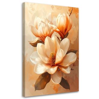 Feeby Cuadro En Lienzo Magnolia Cremosa En C&aacute;lidos Tonos Anaranjados 80x120
