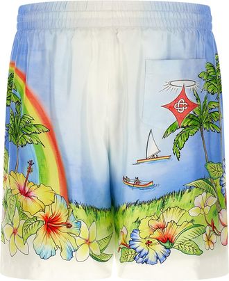 Casablanca Mens Multicolor Silk Bermuda Shorts
