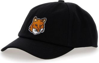 Maison Kitsuné Black Baseball Cap With Fox Head Patch In Cotton Woman