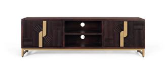 Giner&Colomer Mueble de tv de madera maciza de mango con base de metal dorado