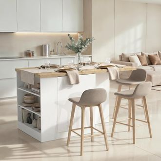 Dmora Isla De Cocina Migabato, Mueble Despensa Un Estante, 2 Compartimentos Made In Italy, Una Puerta, 160x80x90h Cm Blanco Brillante