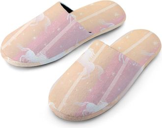 Generic Colorful Unicorm Stripes Mens House Slippers Slip Indoor Slipper On Shoes Warm Outdoor