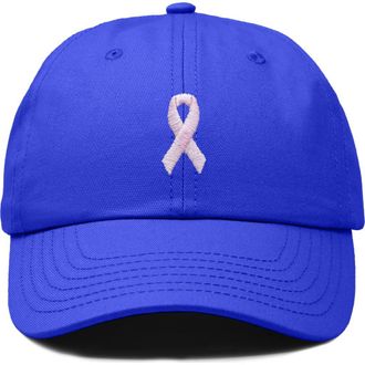 Dalix Pink Ribbon Dad Cap in Royal Blue at Nordstrom