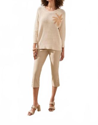 Tribal Jacquard Sunburst Crewneck 3/4 Sleeve Sweater In Canvas