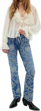 Free People Kelly Embroidered Bootcut Jeans In Piper Petal