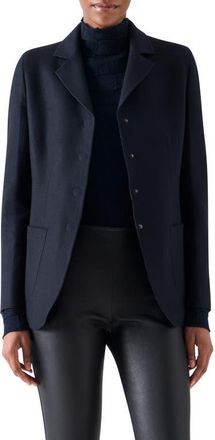 Akris Double Knit Jersey Tailored Blazer in Navy at Nordstrom, Size 14