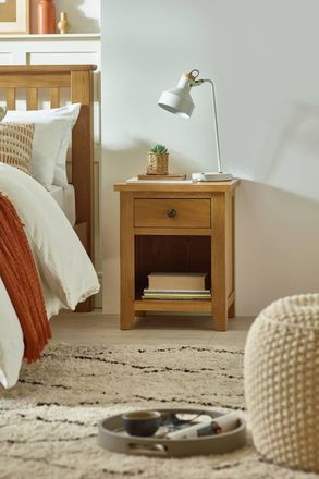 Julian Bowen Marlborough 1 Drawer Bedside Table in Light Oak
