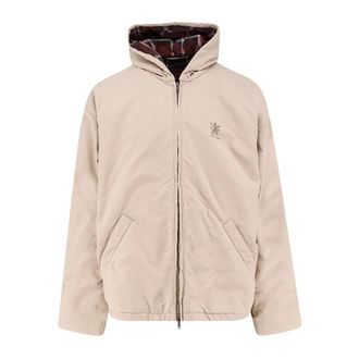 Balenciaga Cotton Blend Hooded Jacket - Heren - Zomerjassen - Beige - L - Katoen - Jassen