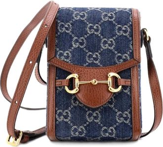 Gucci Horsebit 1955 GG Denim Mini crossbody bag - Blauw
