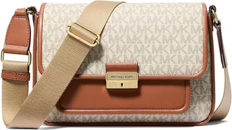 Michael Kors Womens Bradshaw Medium Pocket Messenger Bag - Cream Canvas - One Size