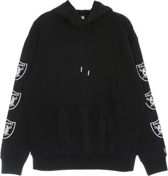 New Era Lasrai Black Distressed Sleeve Print Hoodie - Heren - Hoodies - Zwart - 2XS - Katoen - Hoodies & sweatvesten