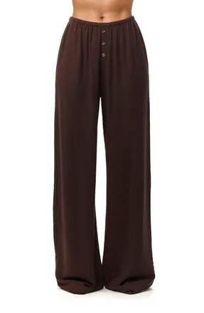Naked Wardrobe Wide Leg Pants in Dark Chocolate at Nordstrom, Size X-Large