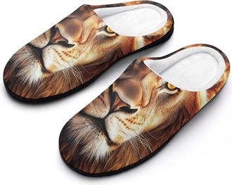 Generic Rasta And Lion Burning Flame Mens House Slippers Memory Foam Washable Cotton Slip on Home Shoes