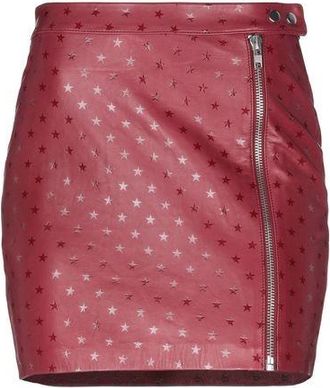 Zoe Karssen Red Star Embossed Goatskin Mini Skirt Size XS