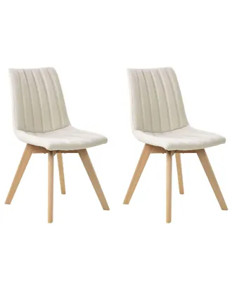 Beliani Beliani - Set Di 2 Sedie Da Pranzo Tessuto Bianco Sporco E Gambe In Legno Calgary