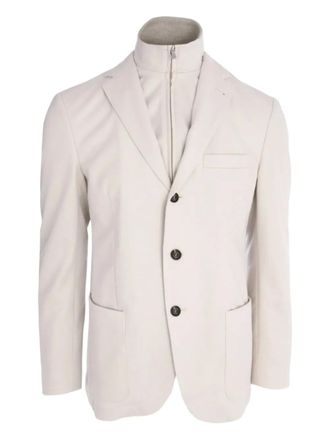 Eleventy layered single-breasted blazer - men - Wool - 54 - Neutrals