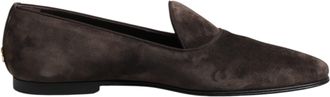 Dolce & Gabbana Brown Velvet Leather Slip On Loafers Mens Shoes
