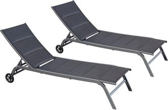 Concept Usine Conjunto de 2 tumbonas de aluminio negro