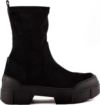 Vic Mati&eacute; Zwarte Stretch Su&egrave;de Enkellaarzen - Dames - Enkellaarsjes - Zwart - 40 EU - Su&egrave;de - Schoenen