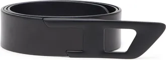 Diesel 4 cm leather belt with metal D buckle - Belts - Unisex - Black