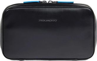 Piquadro Electronic cord pouch in leather with mouse pocket - unisex - Toilettassen - Zwart - ONE Size - Tassen
