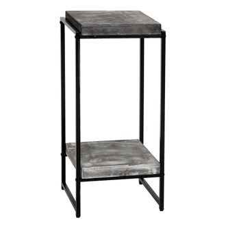 Hhg Hhg - Mesa Flor 840, Estante Flor Mesa Auxiliar Estante Planta, Mdf Metal Certificado Mvg, Gris Oscuro, 82cm