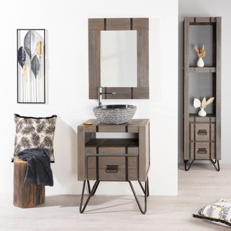 Wanda Collection Wanda Collection - Mueble Para Cuarto De Ba&ntilde;o Loft De Mindi Y Metal 60 Cm Gris