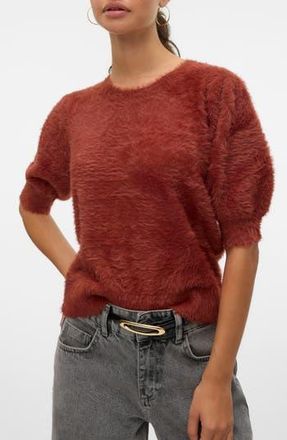 Vero Moda Alina Fuzzy Elbow Sleeve Sweater in Fired Brick at Nordstrom Rack, Size X-Small