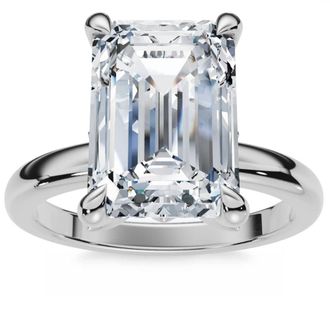 Pompeii3 2.05Ct Emerald Cut Certified Diamond Hidden Petal Engagement Ring Gold Lab Grown