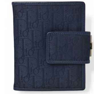 Dior Navy Leather Canvas Wallet (Bi-Fold) (Pre-Owned)