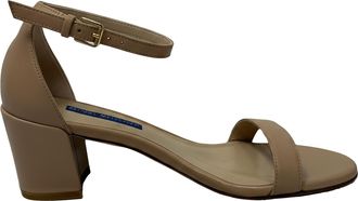 Stuart Weitzman Pre-owned Womens Nudist Block Sandals in Beige Leather - Brown - Size 36.5 EU/IT
