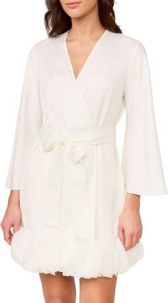 Rya Collection Villa Charmeuse & Organza Wrap in Ivory at Nordstrom, Size X-Small