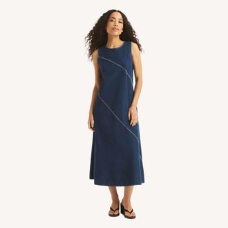 Nautica Womens Asymmetrical Denim Dress