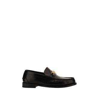 Versace Black Calf Leather Bos Taurus Slip-On Mens Loafers