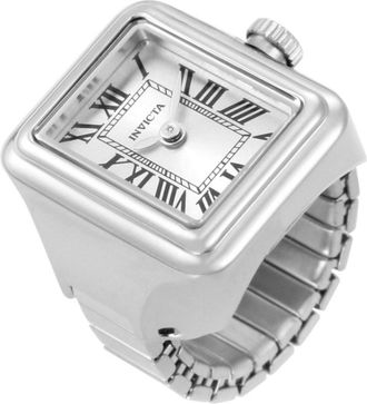 Invicta Mini Ring 49894 Dameshorloge - Quartz Uurwerk - Roestvrij Staal met Zilveren Wijzerplaat - 18 mm