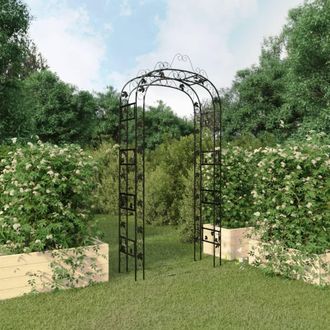 Berkfield Home Garden Arch Black 116x45x240 cm Steel | Size: 116 x 45 x 240 cm