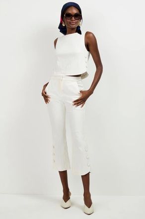 Trina Turk Tortona Button Hem Pants in Whitewash at Nordstrom, Size 12