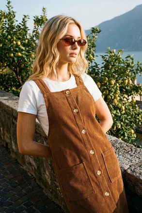 Roman Corduroy Pinafore Midi Dress