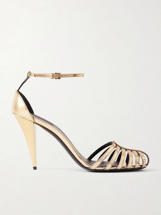 Givenchy Sandali In Pelle Metallizzata Cage - Oro