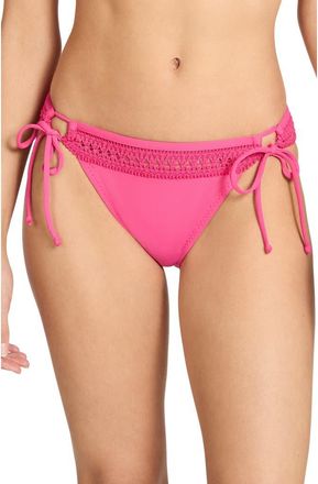 Robin Piccone Isabelle Side Tie Bikini Bottoms in Strawberry at Nordstrom, Size X-Small