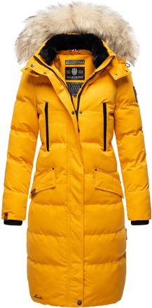 Marikoo dames winterjas - Schneesternchen, lang met capuchon & imitatiebontkraag