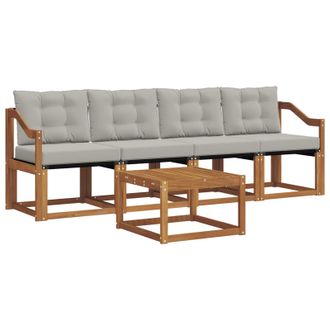 vidaXL Conjunto De Sof&aacute;s De Exterior 5 Pcs Gris Natural Y Claro Vidaxl