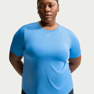 Nike Womens One Classic Dri-FIT Short-Sleeve Top (Plus Size) in Blue | FN2800-414