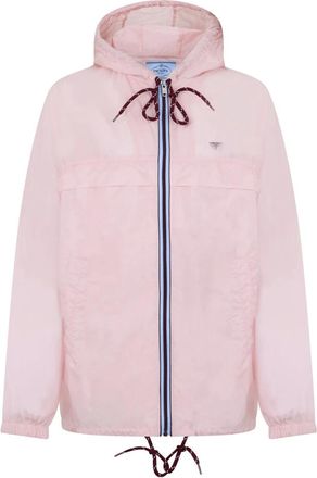 Prada Light Jackets, female, Pink, Size: M Lightweight Re-Nylon Hooded Raincoat